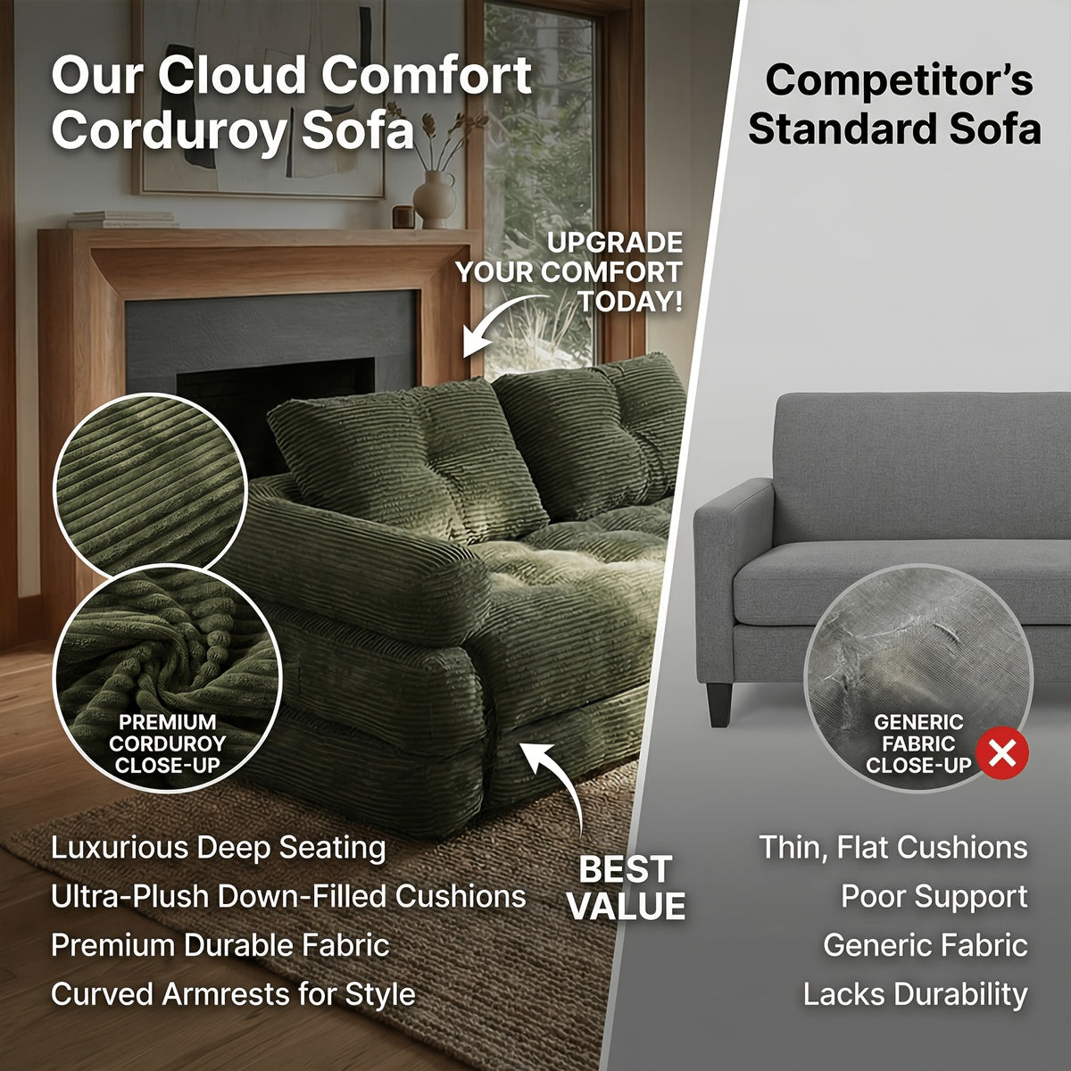 Convertible Cloud Sofa, 4 In 1 Loveseat Folding Couch Foldable - Chaise Lounge Chair, Pull Out Sofa With Pillows, Boneless Couch Comfy Lounge Loveseat For Living Room, Home Theater, Multiple Colors Available