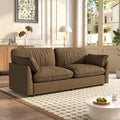 Modern Loveseat Sofa 2-Seater Couch for Living Room - Dark Brown Upholstered Sofa with Deep Seats & 2 Throw Pillows | Comfortable Small Couch for Bedroom, Apartment | Easy Assembly Required