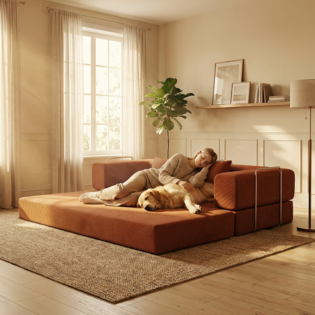 Convertible Modern Comfortable Cloud Couch - Modular Sofa with Cushion Pillows, Boneless Couch for Living Room, Living Room Furniture Set, Soft Deeply Cushions, Ready-to-Assemble, Memory Foam Filling, Modular Sofa Set, Thanksgiving Gift