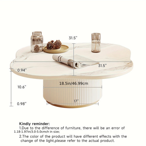 1pcs light luxury cream style cloudy rock slab coffee table, living room household irregular creative table (sent in two packages)