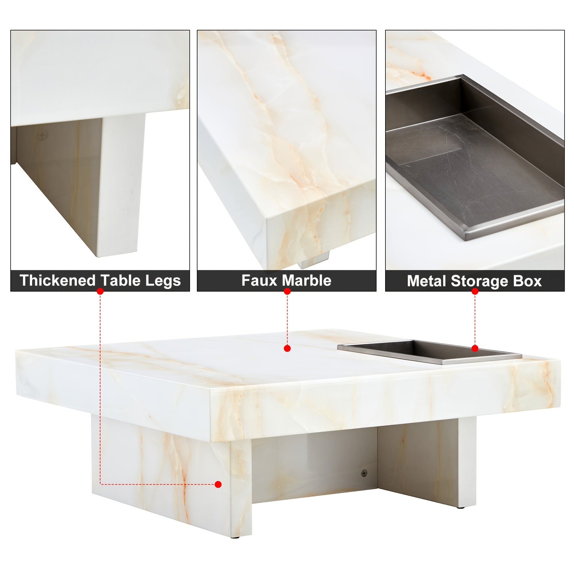 Modern Square Coffee Table, 31.4\
