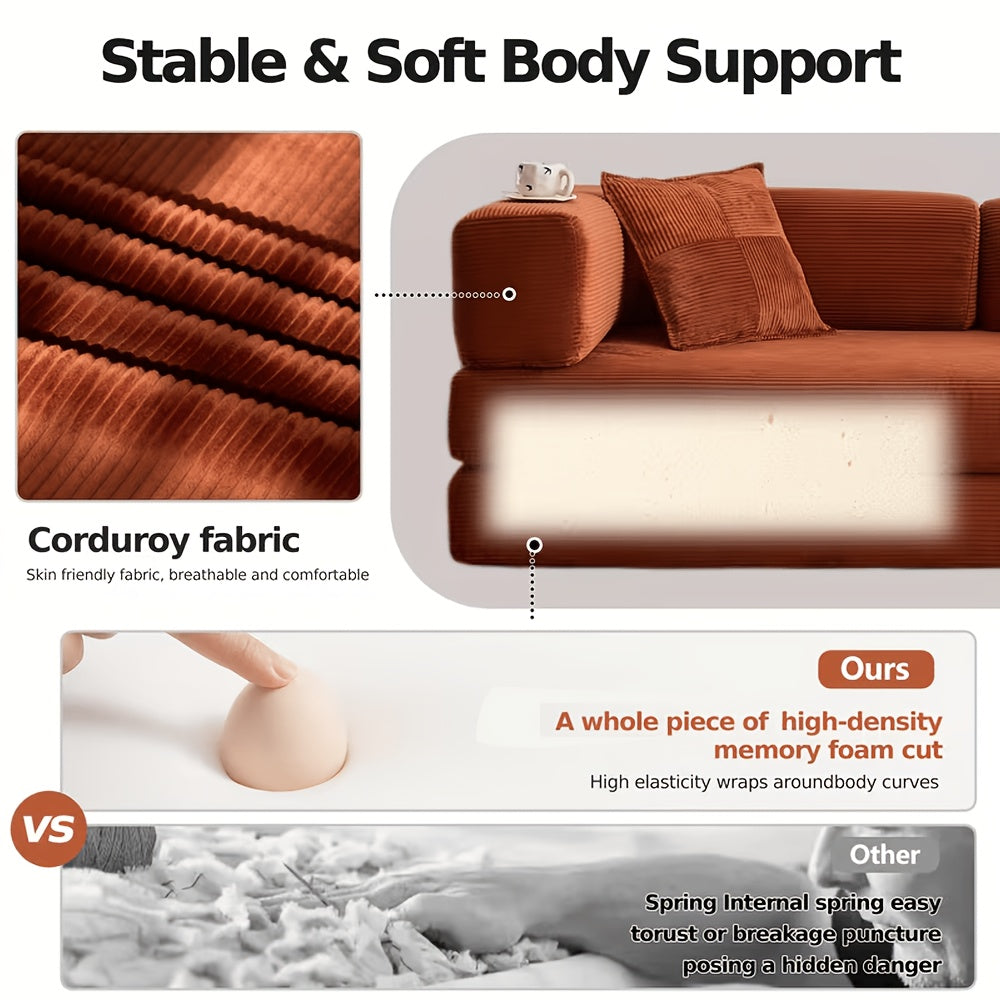 Convertible Modern Comfortable Cloud Couch - Modular Sofa with Cushion Pillows, Boneless Couch for Living Room, Living Room Furniture Set, Soft Deeply Cushions, Ready-to-Assemble, Memory Foam Filling, Modular Sofa Set, Thanksgiving Gift