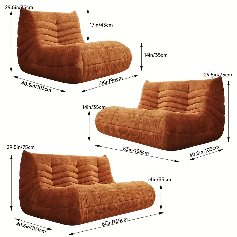 2-seat Lazy Sofa, Oversized Living Room Recliner, Teddy Velvet Fabric Double Sofa, Wear-resistant And Easy to Take Care Of, Sponge Support Is Not Easy to Collapse