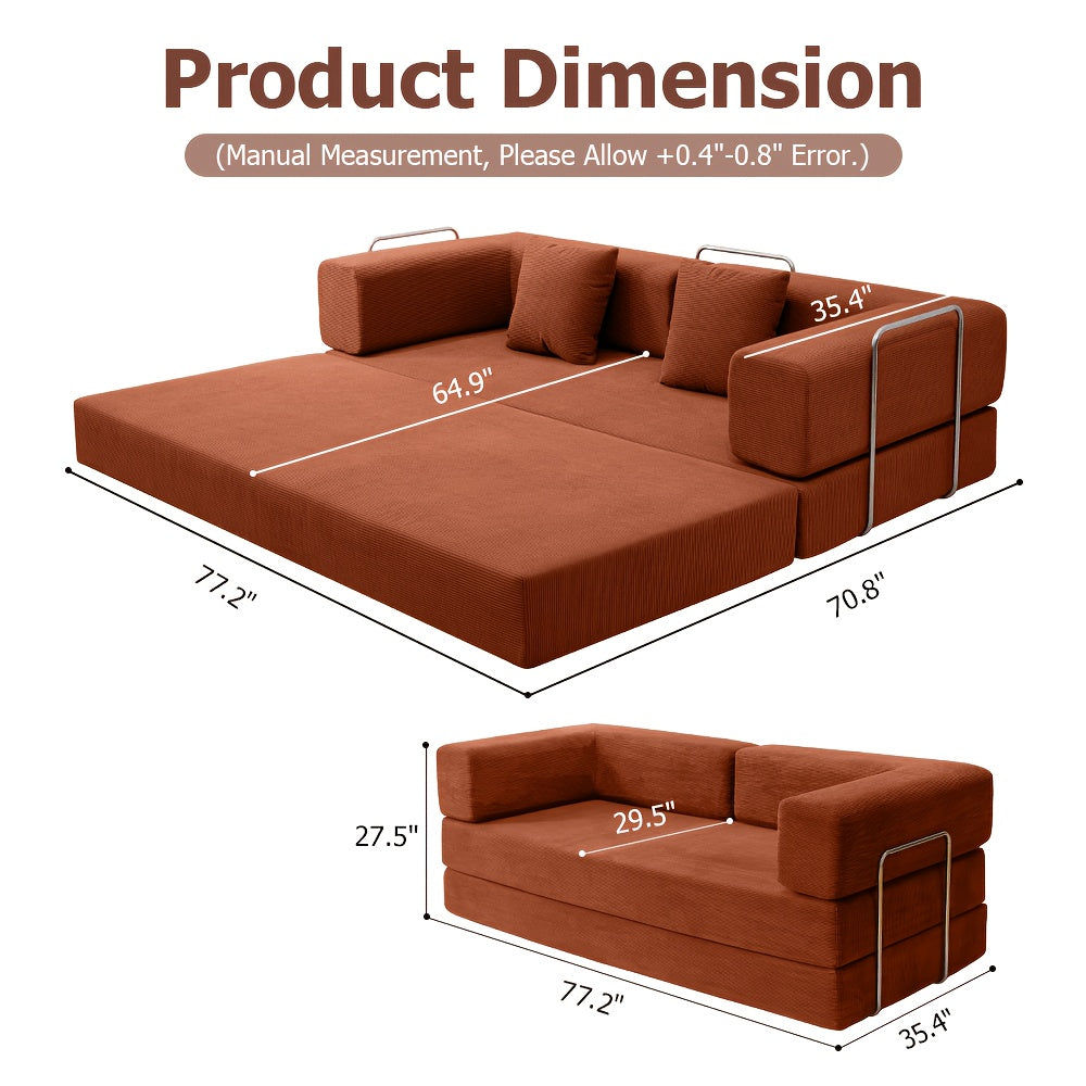 Convertible Modern Comfortable Cloud Couch - Modular Sofa with Cushion Pillows, Boneless Couch for Living Room, Living Room Furniture Set, Soft Deeply Cushions, Ready-to-Assemble, Memory Foam Filling, Modular Sofa Set, Thanksgiving Gift