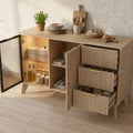 Siducal 47'' Buffet Cabinet With Glass Doors And Drawers, Large Storage Kitchen Coffee Bar Cabinet