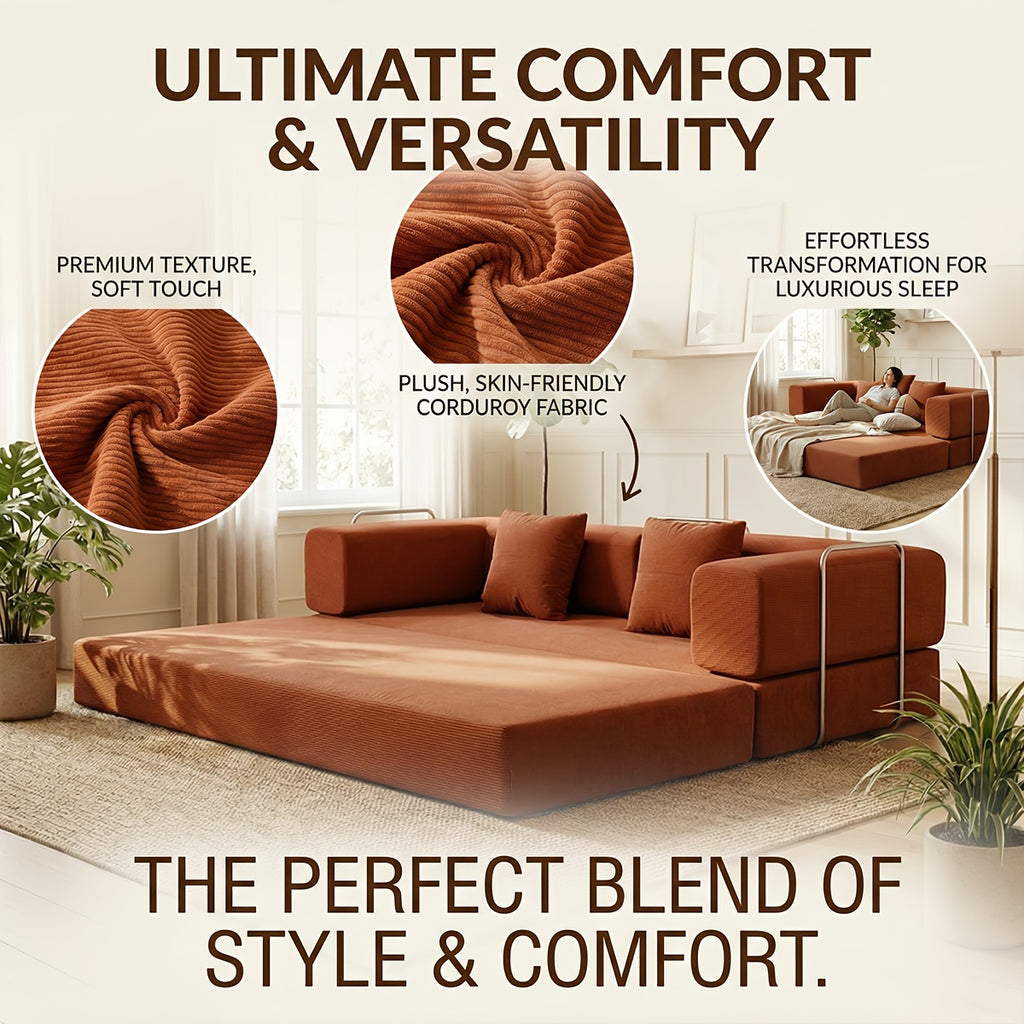 Convertible Modern Comfortable Cloud Couch - Modular Sofa with Cushion Pillows, Boneless Couch for Living Room, Living Room Furniture Set, Soft Deeply Cushions, Ready-to-Assemble, Memory Foam Filling, Modular Sofa Set, Thanksgiving Gift