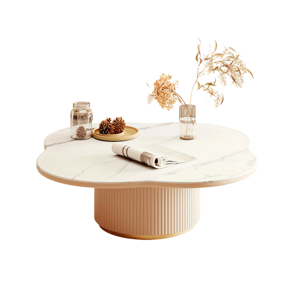 1pcs light luxury cream style cloudy rock slab coffee table, living room household irregular creative table (sent in two packages)