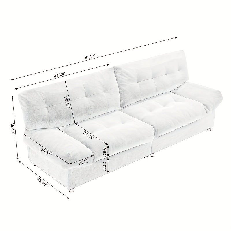 Cloud Style Sofa, Teddy Velvet Fabric, Comfy Padded Cloud Couch For Living Room