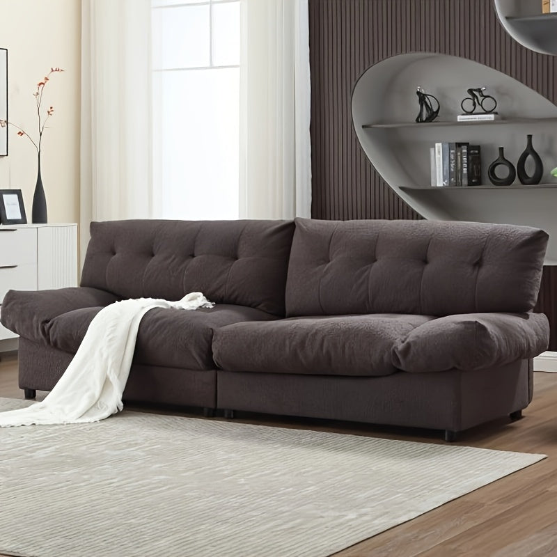 Cloud Style Sofa, Teddy Velvet Fabric, Comfy Padded Cloud Couch For Living Room