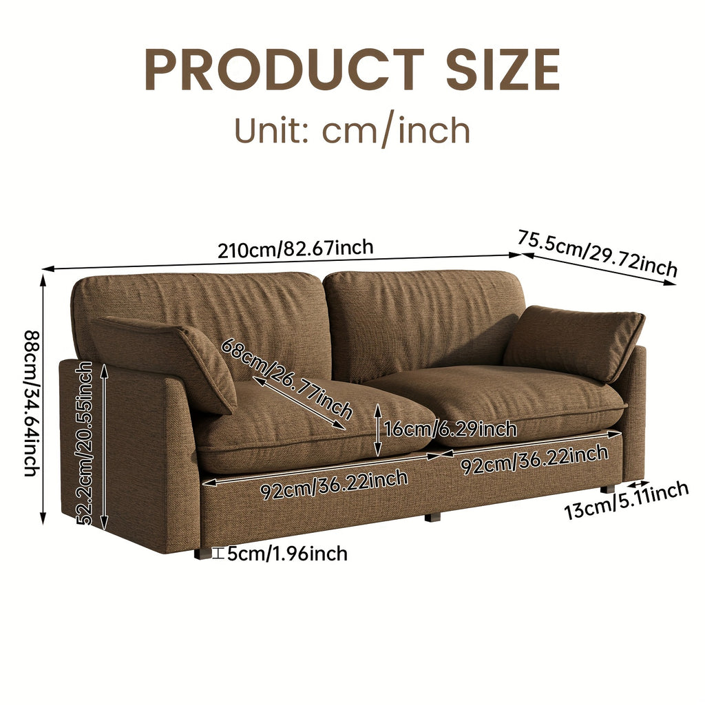 Modern Loveseat Sofa 2-Seater Couch for Living Room - Dark Brown Upholstered Sofa with Deep Seats & 2 Throw Pillows | Comfortable Small Couch for Bedroom, Apartment | Easy Assembly Required