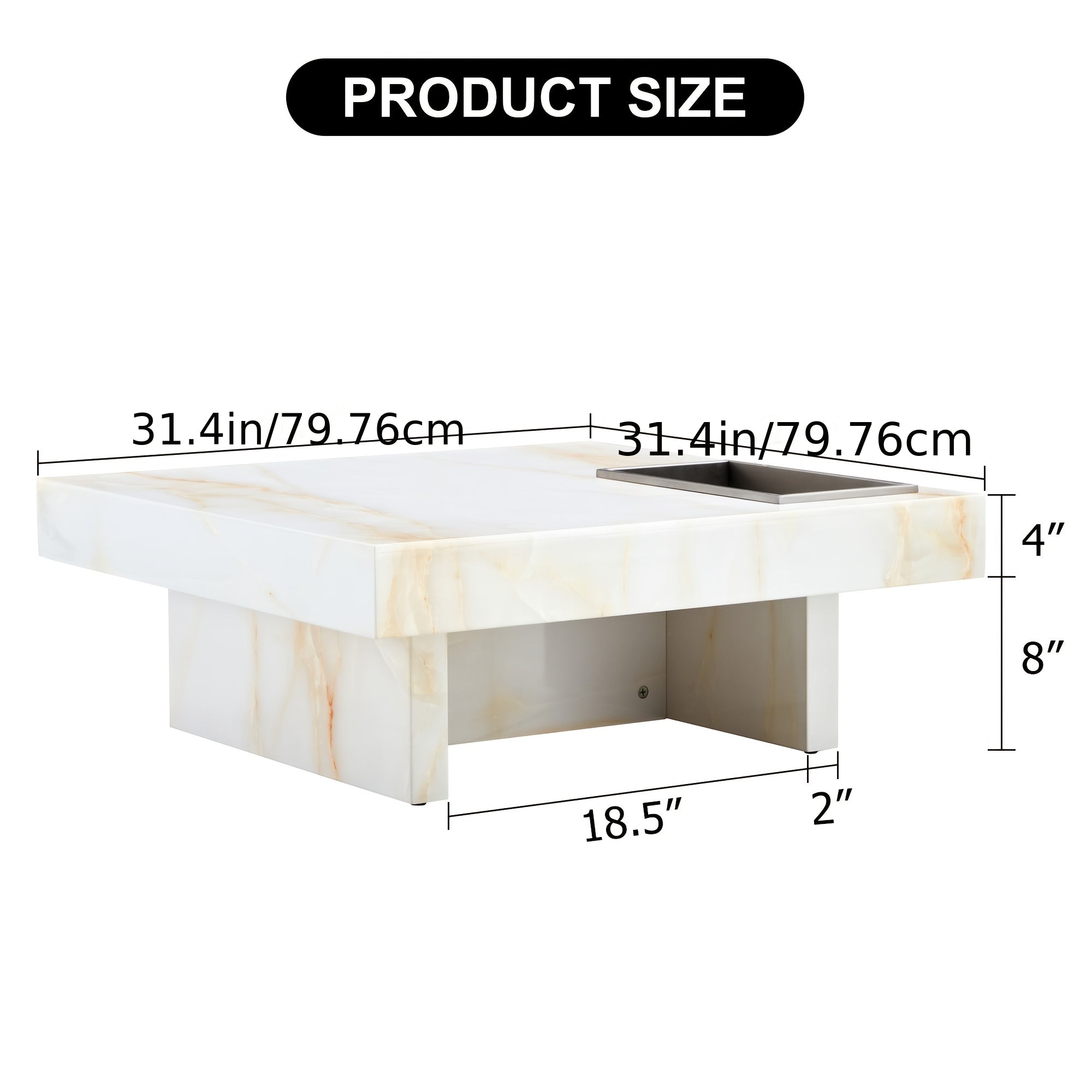 Modern Square Coffee Table, 31.4\
