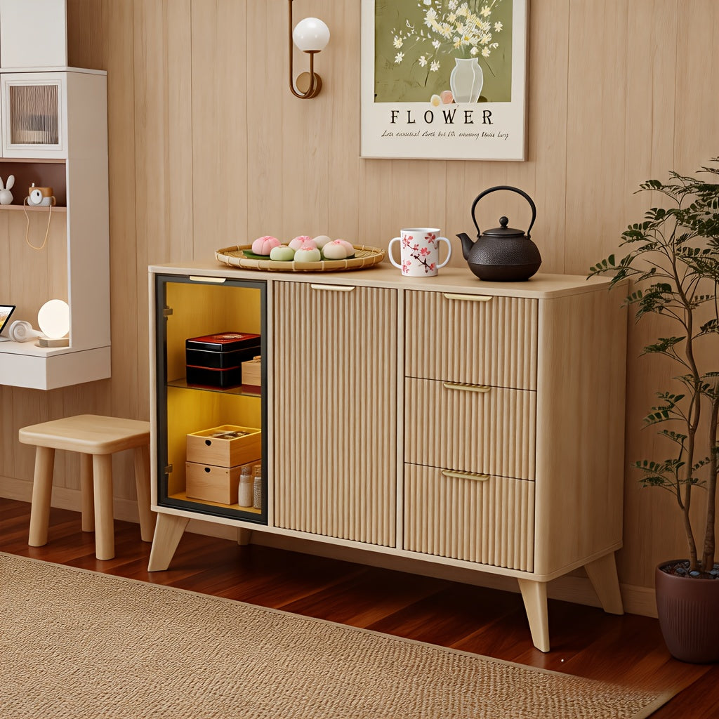 Siducal 47'' Buffet Cabinet With Glass Doors And Drawers, Large Storage Kitchen Coffee Bar Cabinet