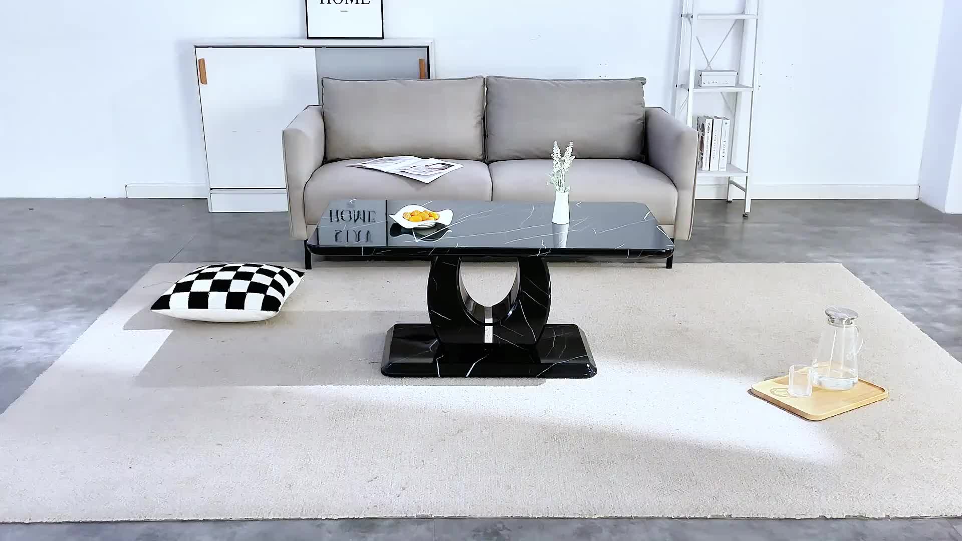 Contemporary Minimalist Rectangular Coffee Table Featuring a White Faux Marble Design, a Spacious And Adaptable Piece for The Living Room, Perfect As a Central Tea Table Or Accent Furniture, Ideal for Various Settings, And Easy to Assemble