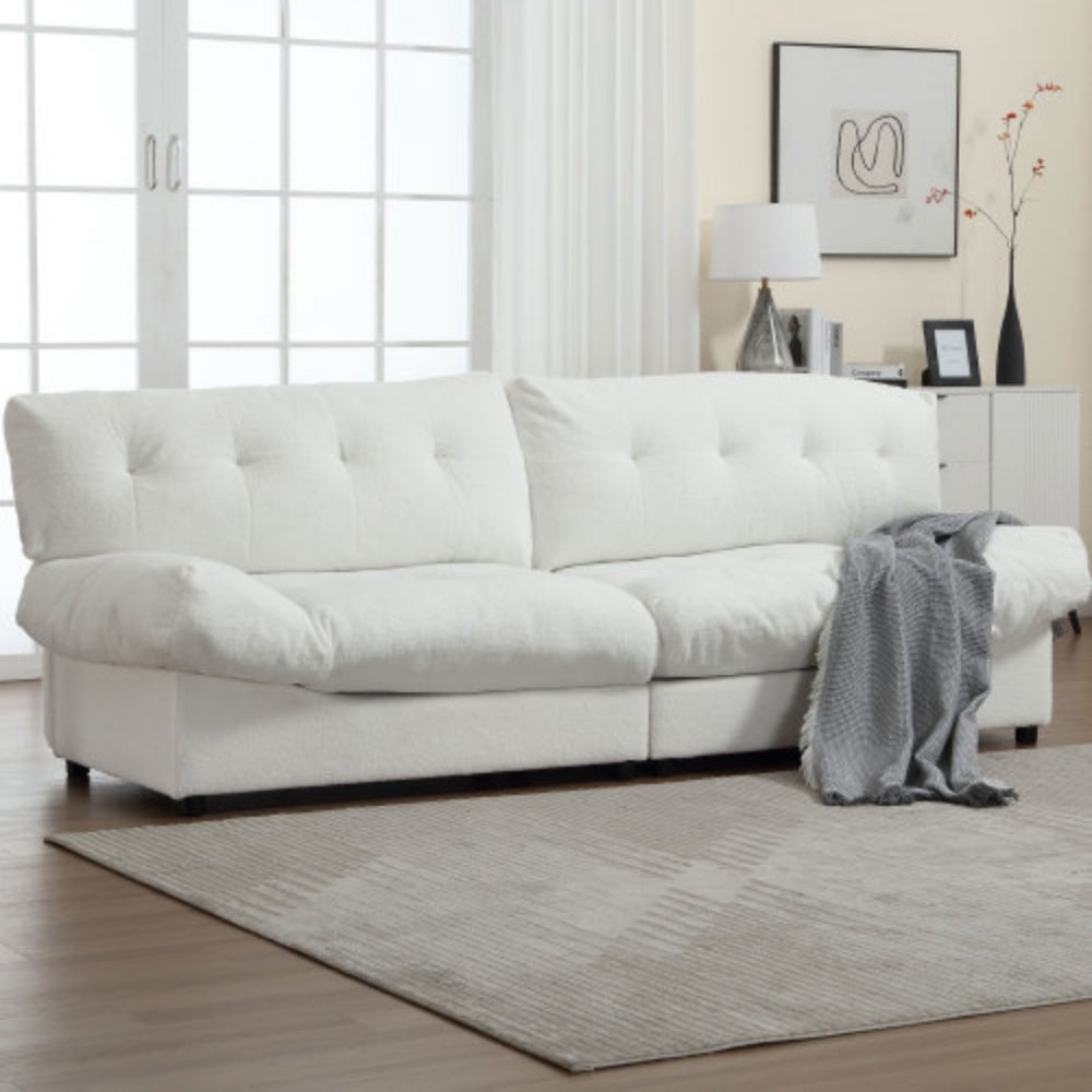 Cloud Style Sofa, Teddy Velvet Fabric, Comfy Padded Cloud Couch For Living Room