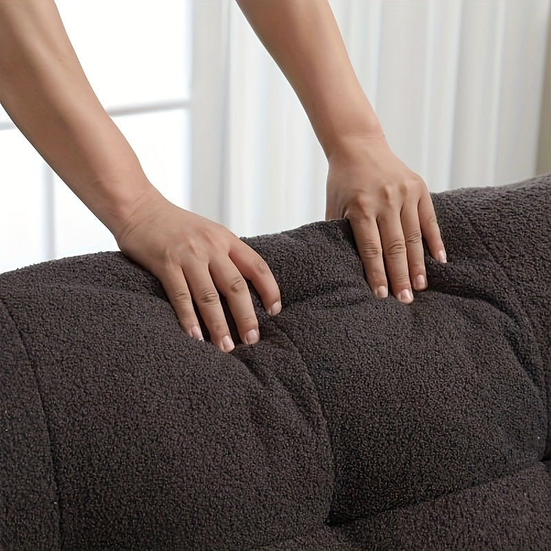 Cloud Style Sofa, Teddy Velvet Fabric, Comfy Padded Cloud Couch For Living Room