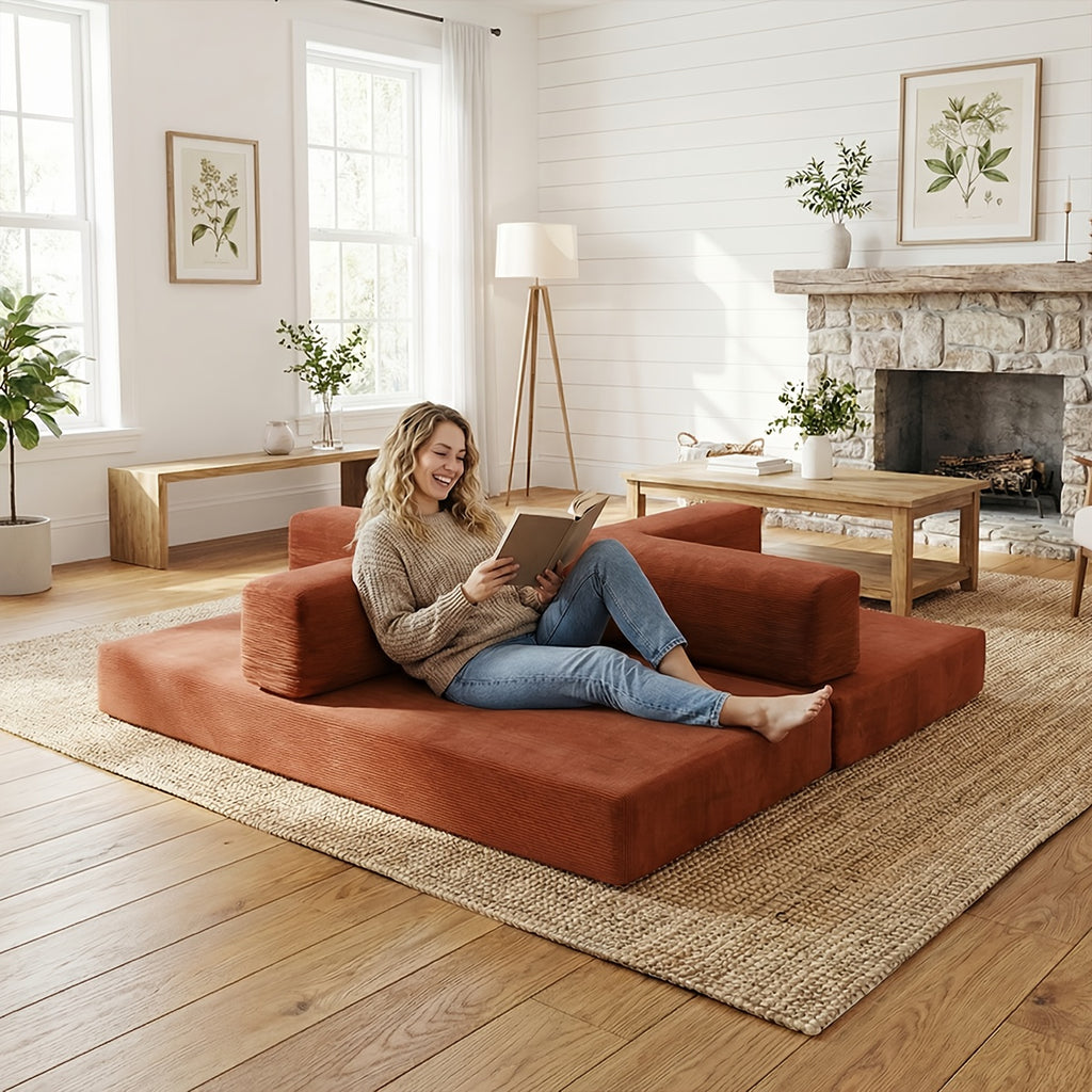 Convertible Modern Comfortable Cloud Couch - Modular Sofa with Cushion Pillows, Boneless Couch for Living Room, Living Room Furniture Set, Soft Deeply Cushions, Ready-to-Assemble, Memory Foam Filling, Modular Sofa Set, Thanksgiving Gift
