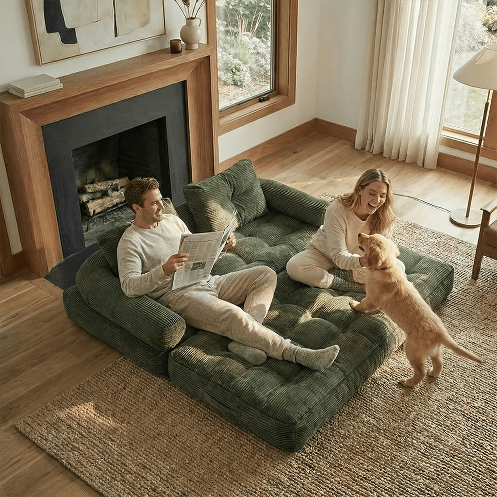 Convertible Cloud Sofa, 4 In 1 Loveseat Folding Couch Foldable - Chaise Lounge Chair, Pull Out Sofa With Pillows, Boneless Couch Comfy Lounge Loveseat For Living Room, Home Theater, Multiple Colors Available