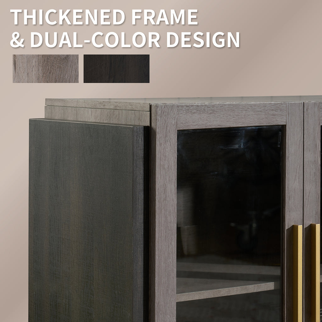 ALBOTT Sideboard Buffet Cabinet with Storage 64 Inch Cabinet with Glass Door Modern Wood Buffet Cabinet for Dining Area Kitchen And Hallway