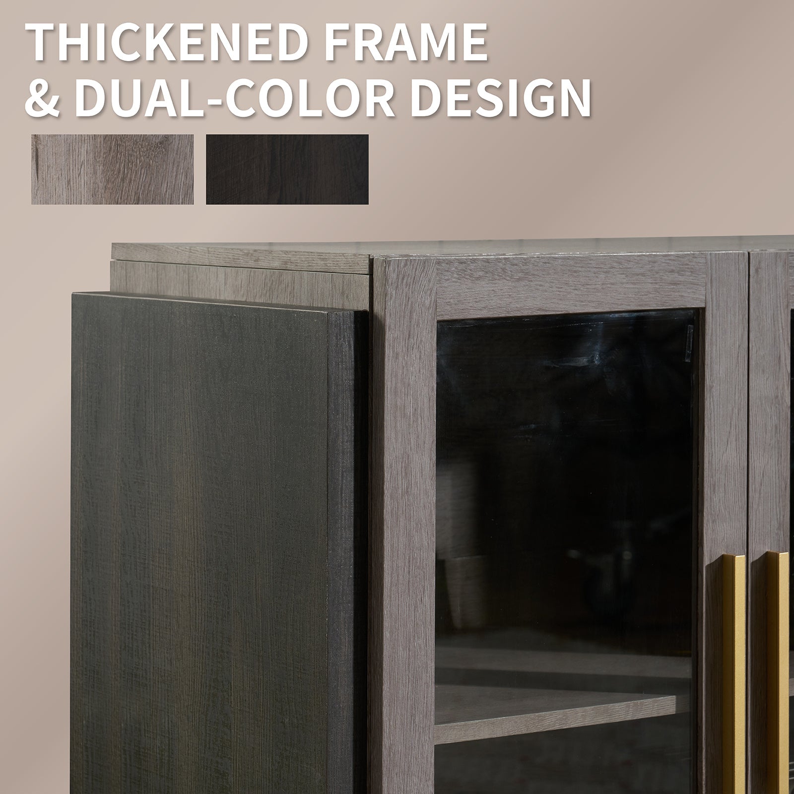 ALBOTT Sideboard Buffet Cabinet with Storage 64 Inch Cabinet with Glass Door Modern Wood Buffet Cabinet for Dining Area Kitchen And Hallway