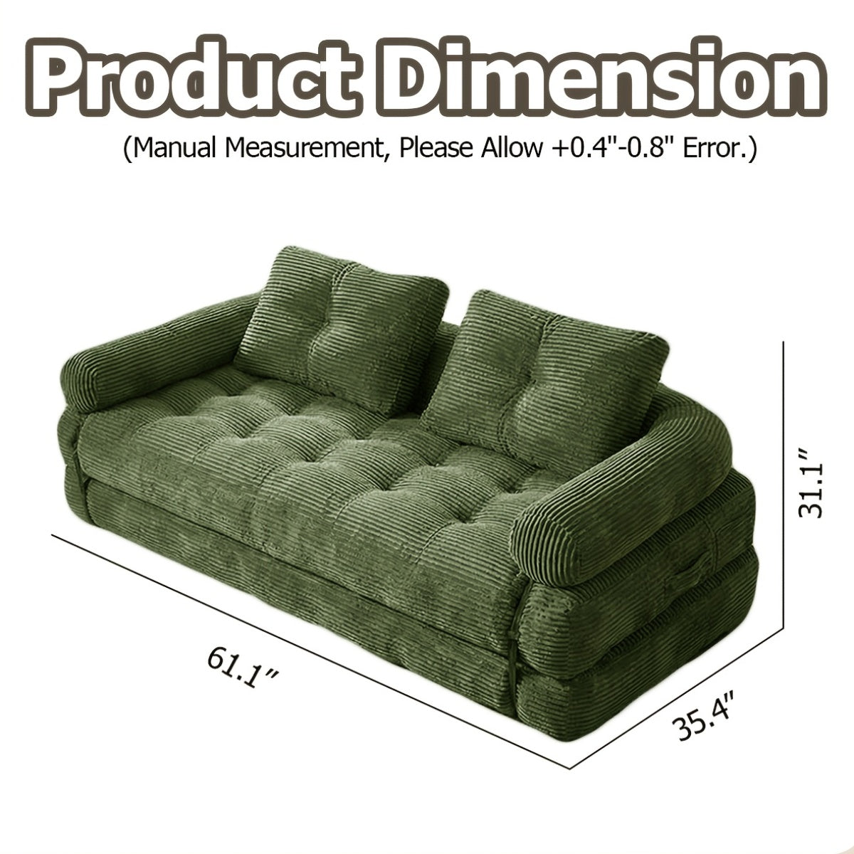 Convertible Cloud Sofa, 4 In 1 Loveseat Folding Couch Foldable - Chaise Lounge Chair, Pull Out Sofa With Pillows, Boneless Couch Comfy Lounge Loveseat For Living Room, Home Theater, Multiple Colors Available